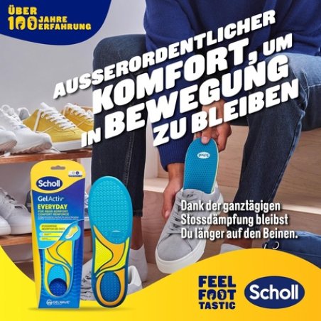 Scholl GelActiv Everyday Insoles for Men Memory Foam Cushioning and GelWave Technology Size 41-46