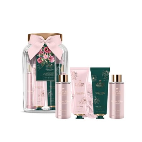 Grace Cole Body Care Gift Set In Glass Jar Rose Peony 5 Pieces