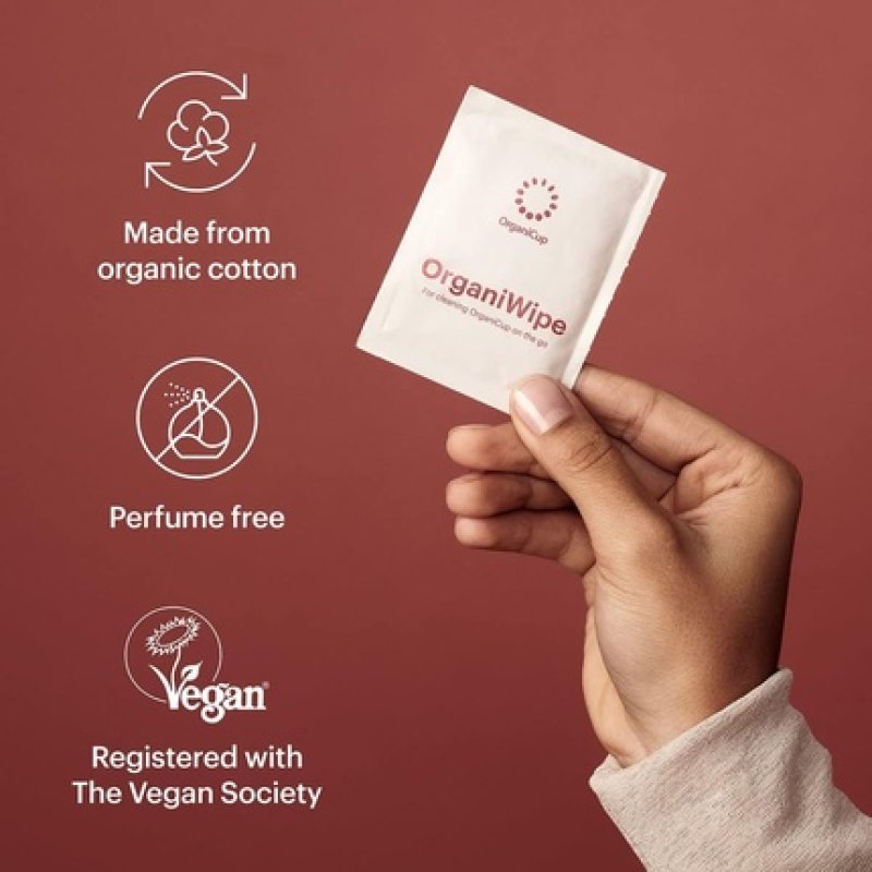 OrganiCup OrganiWipes Bio Menstrual Pads 10 Pack - Perfume Free Vegan Individually Wrapped Biodegradable Organic Cotton