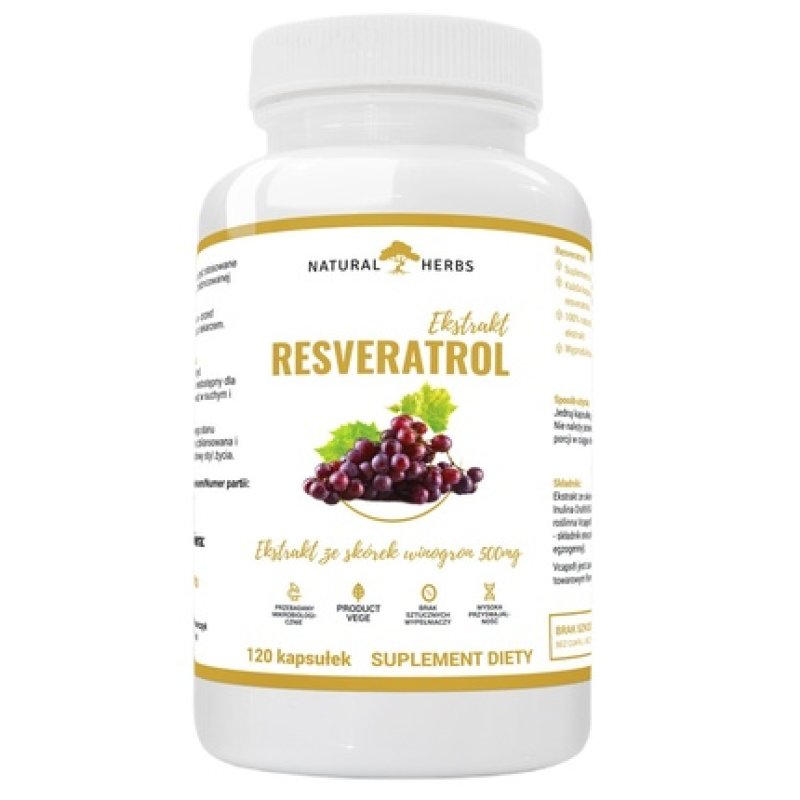 Natural Herbs Resveratrol Dietary Supplement 120 Capsules