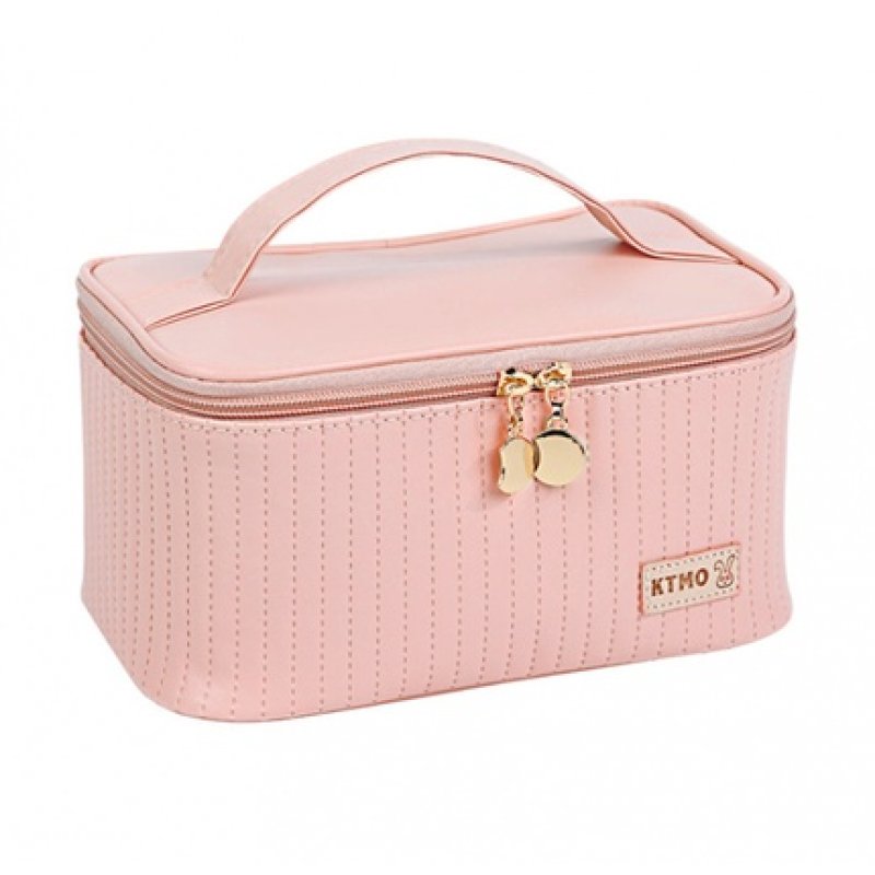 Ecarla Quilted Expandable Beauty Case In Dusty Pink