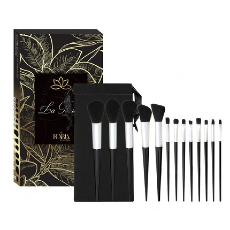 Ecarla 13-Piece Makeup Brush Set - Black