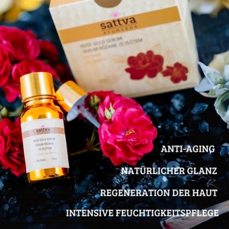 Sattva Rose Gold Face Oil Serum with Rose Oil and 23K Gold for Elasticity and Smoothing 15ml