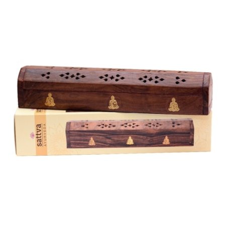 Sattva Ayurveda Incense Wooden Box Buddha - Decorative Incense Holder