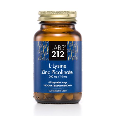 Labs212 L-Lysine Zinc Picolinate Dietary Supplement 45 Capsules