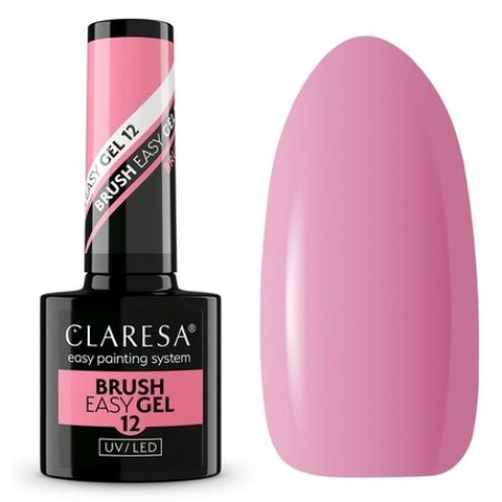 Claresa Brush Easy Gel UV/LED 12 Cool Pink Gel in Bottle with Brush