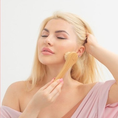 Crystallove Bamboo Massage Brush for Face, Neck, Décolleté, and Bust