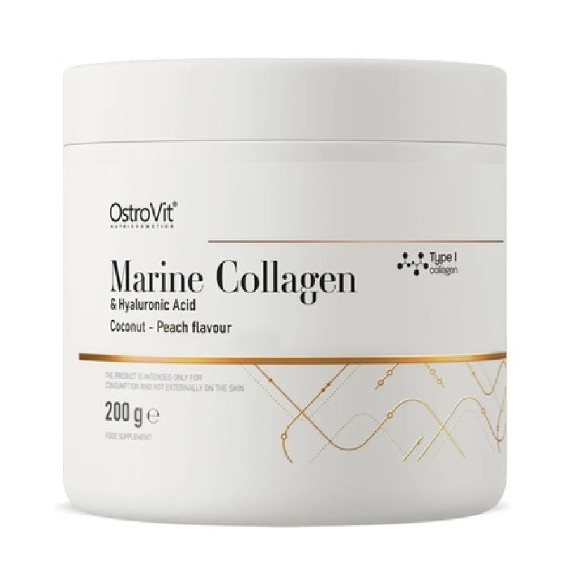 Ostrovit Marine Collagen Hyaluronic Acid Vitamin C Dietary Supplement Coconut And Peach 200g