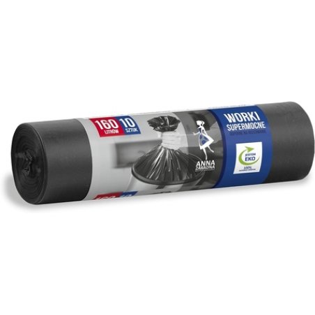 ANNA ZARADNA ST-AZ-001989 Rubbish Bags Tear-Resistant Super Strong 160L - Pack of 10