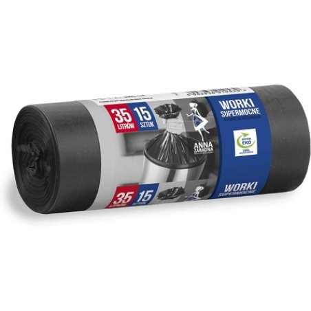 ANNA ZARADNA ST-AZ-010530 Rubbish Bags Tear-Resistant Super Strong 35L Pack of 15 Black