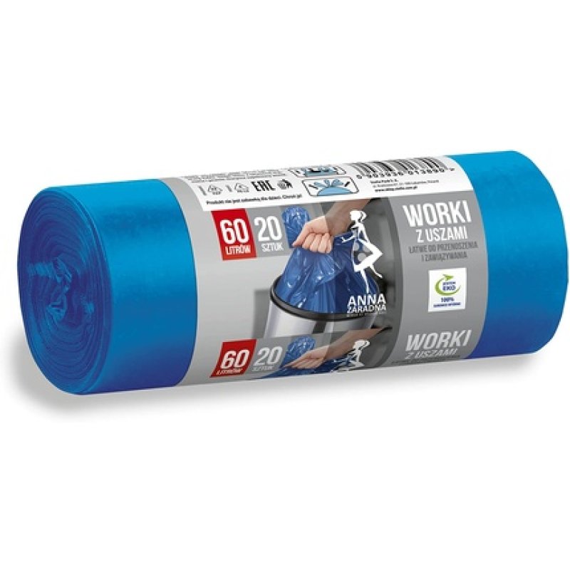 Stella Pack Worki Na Smieci Z Uszami 60l Ldpe 20 Sztuk / Sacs Poubelle 85x62 Cm
