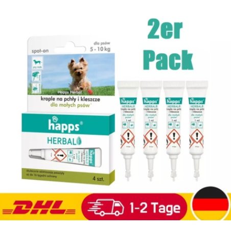 Happs Tick and Flea Protection for Dogs 5-10kg 4x 1ml