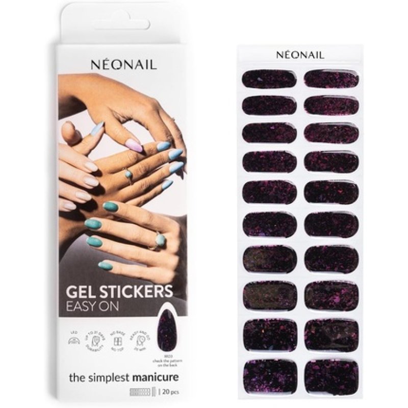 NEONAIL UV Gel Stickers Easy On M03 Glitter 15 Patterns Nail Stickers Nail Polish Strips Gel Nail Stickers Nail