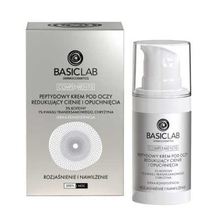 Basiclab Complementis Peptide Eye Cream 15ml - Reduces Dark Circles And Puffiness, Brightening And Hydrating