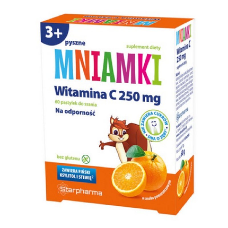 MNIAMKI VITAMIN C 250g for Kids 60 Pastilles Immunity Protection Against Infections