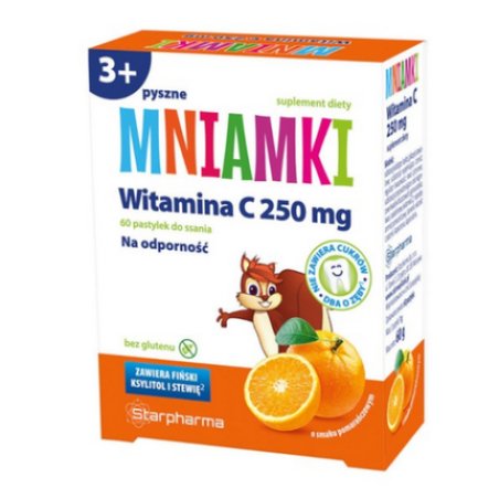 MNIAMKI VITAMIN C 250g for Kids 60 Pastilles Immunity Protection Against Infections