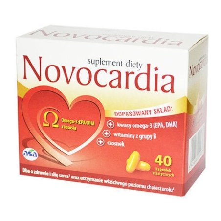 Novocardia 40 Capsules Heart Cardiovascular Blood Pressure Fish Oil Omega-3 Garlic Vit.B