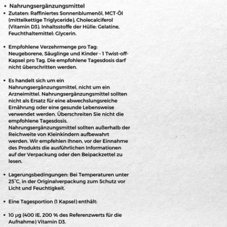 Oleofarm D-Vitum 400 IU per Capsule Children's Dietary Supplement