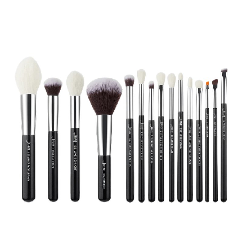 Jessup 15pcs Black/Silver Mix Hair Brush Set