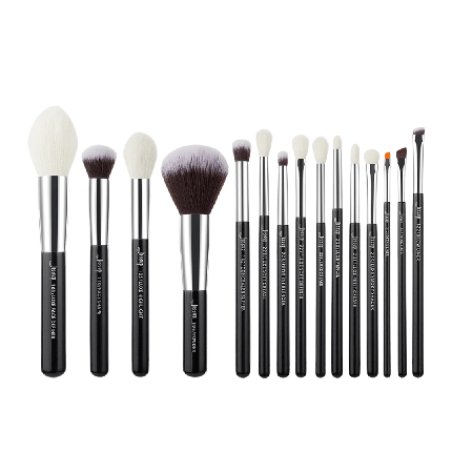 Jessup 15pcs Black/Silver Mix Hair Brush Set