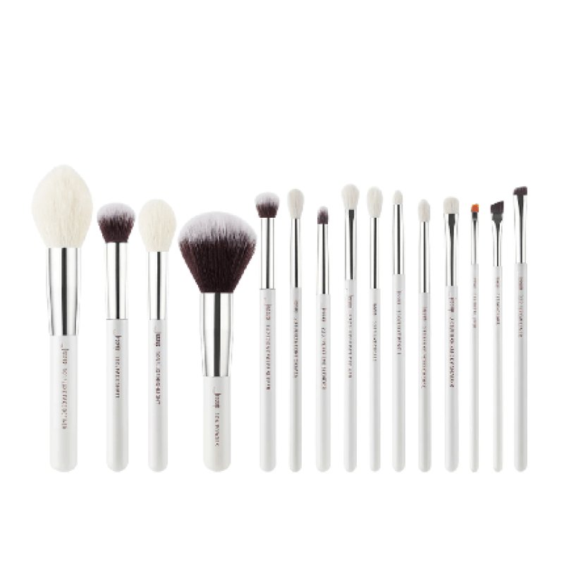 Jessup 15pcs White/Silver Mix Hair Brush Set