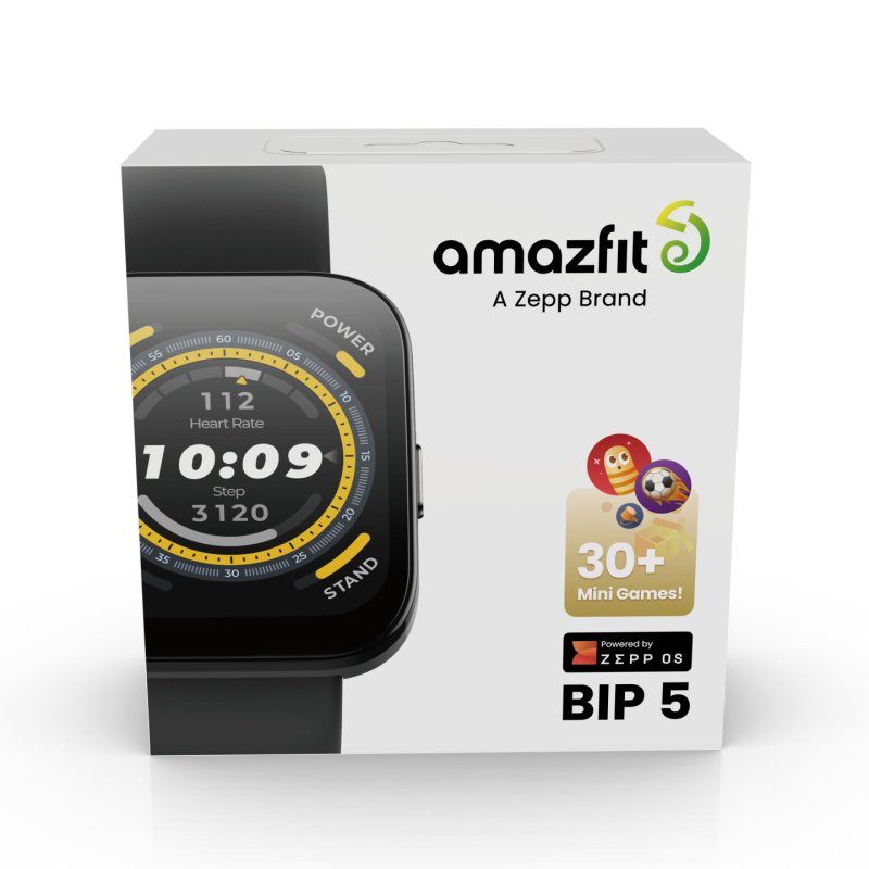 Amazfit Bip 5 4.85 cm (1.91") LCD 38 mm Digital 320 x 380 pixels Touchscreen Black GPS (satellite)