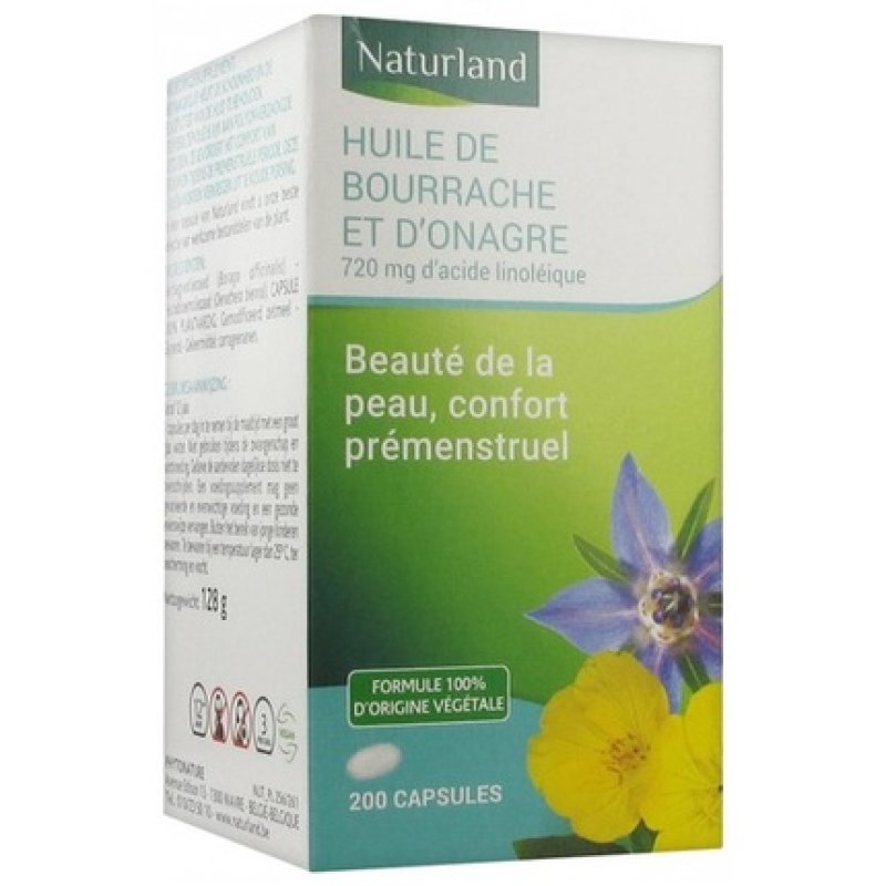 Naturland Organic Borage and Evening Primrose Oil Dietary Supplement 200 Capsules
