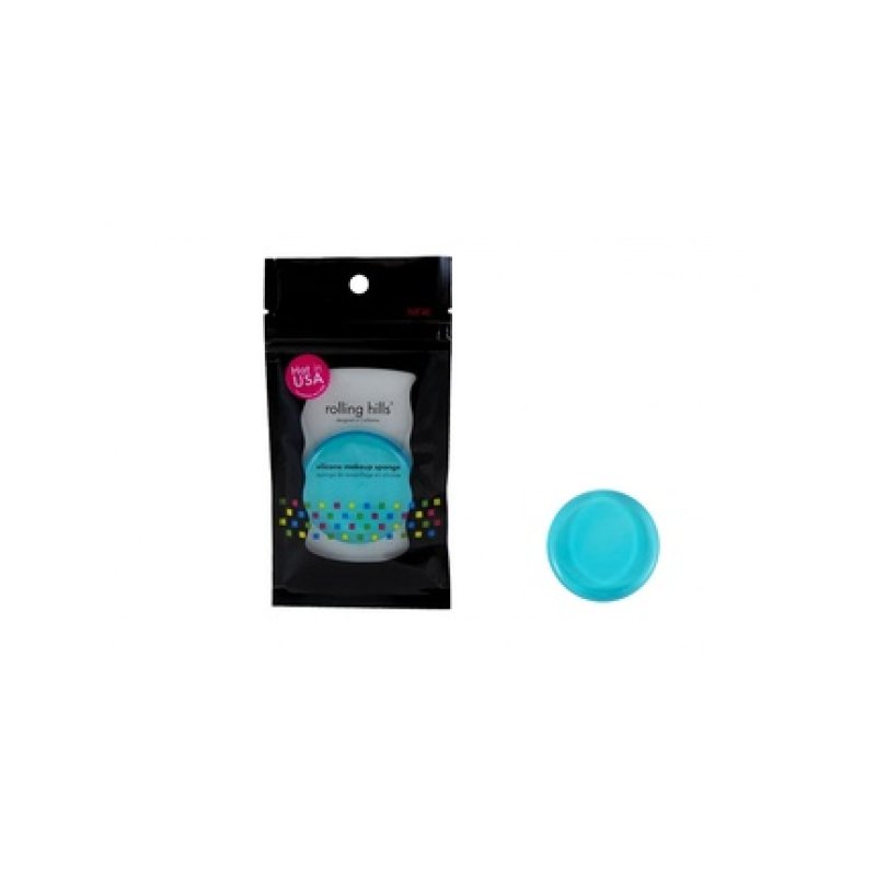 Rolling Hills Silicone Makeup Sponge Latex-Free Washable Foundation Bottle Applicator Blue