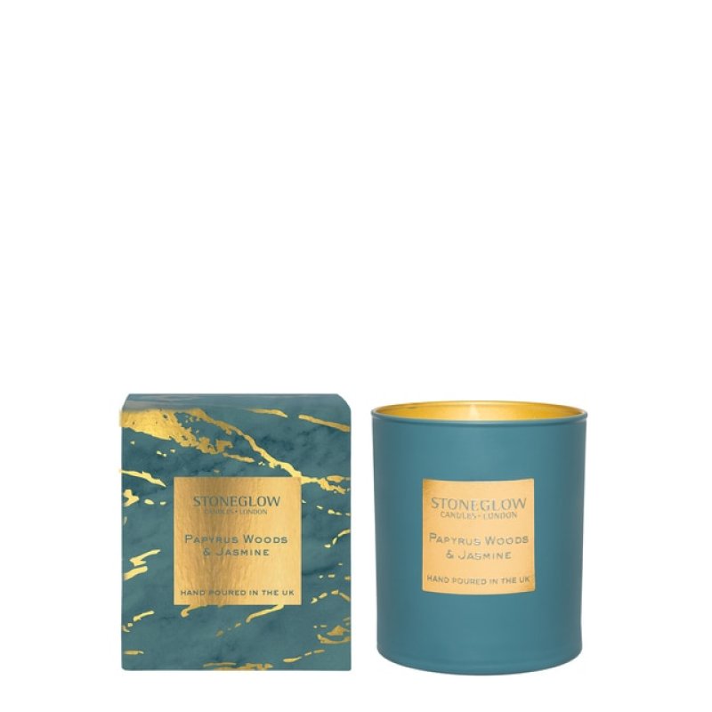 Stoneglow Duftkerze Papyrus Woods bougie en cire Rond Pomme, Bergamote, Jasmin, Baie rose Vert 1 pièce(s)
