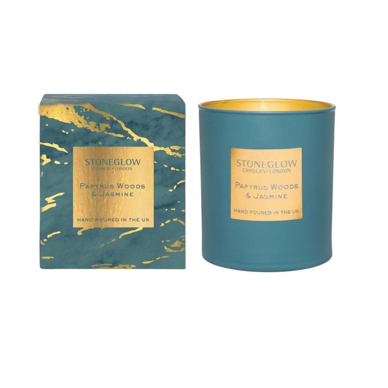 Stoneglow Duftkerze Papyrus Woods bougie en cire Rond Pomme, Bergamote, Jasmin, Baie rose Vert 1 pièce(s)