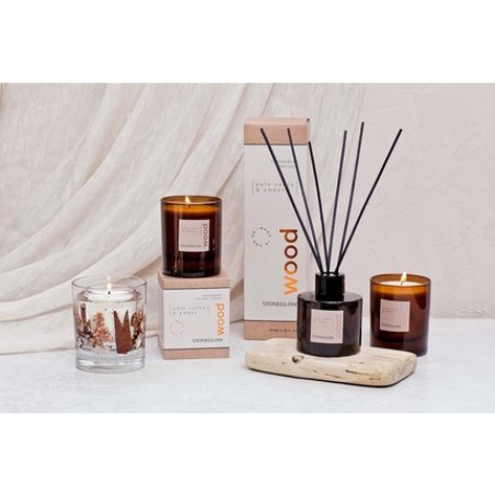 Stoneglow Elements Collection Wood Palo Santo & Amber Scented Candle 160 Grams