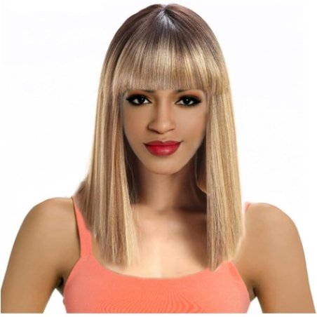 Sleek Tina Shoulder Length Straight Cut with Full Fringe for a Natural Look