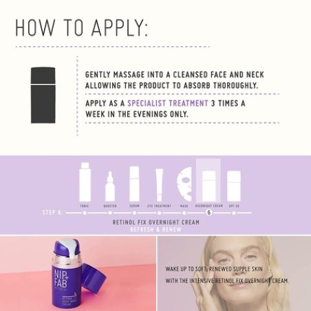 Nip Fab Retinol Fix Overnight Cream with 0.1% Retinol and Hyaluronic Acid 50ml