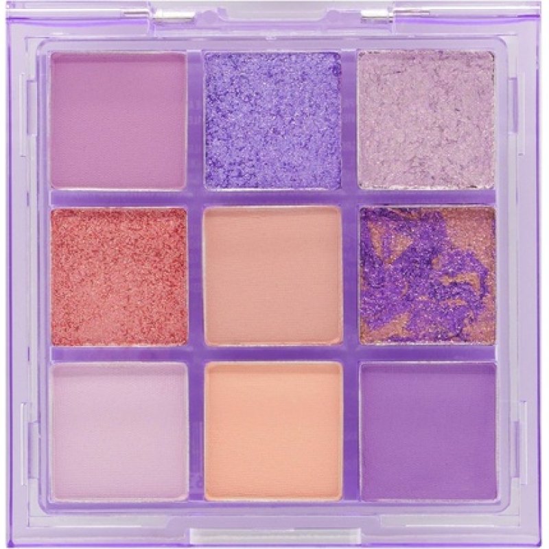 W7 Soft Hues Pressed Pigment Palette Colorway Amethyst Mattes and Duo-Chromes Purples Oranges Golds Nudes Cruelty Free