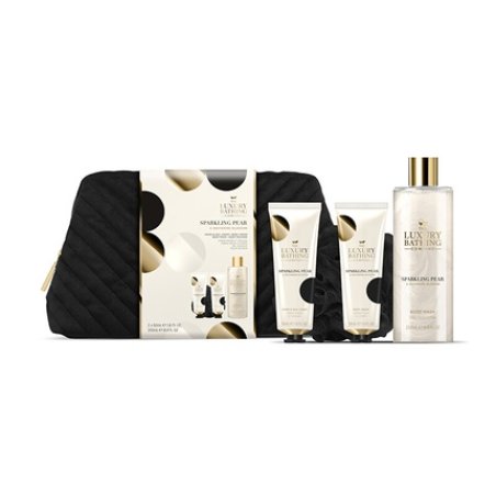 Body Care Gift Set in Cosmetic Bag with Pear & Nectarine Flower, 4 pieces