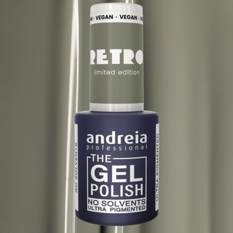 Andreia Professional The Gel Polish Solvent Free Gel Retro Limited Collection Colour RT5 Subtle Light Grayish Green