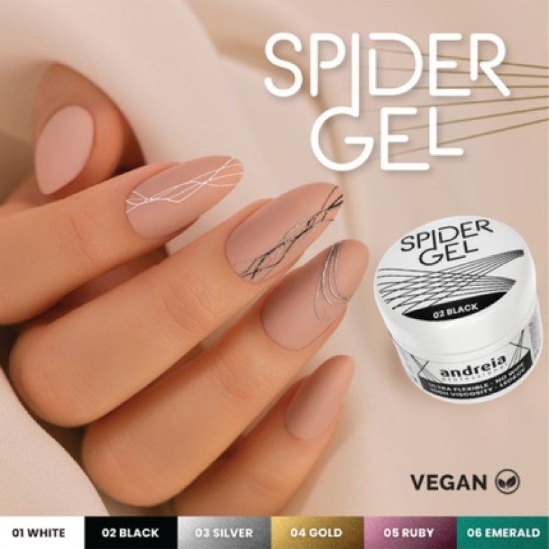 Andreia Professional Black Spider Gel Creation Nail Art Design