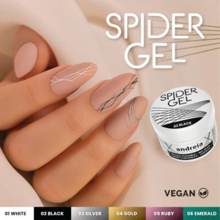 Andreia Professional Black Spider Gel Creation Nail Art Design