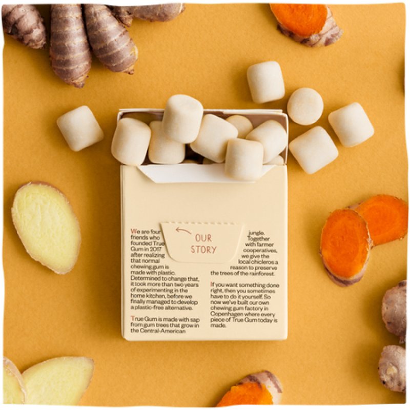 True Gum Ginger & Turmeric | Plastic-Free Chewing Gum | Biodegradable | Vegan
