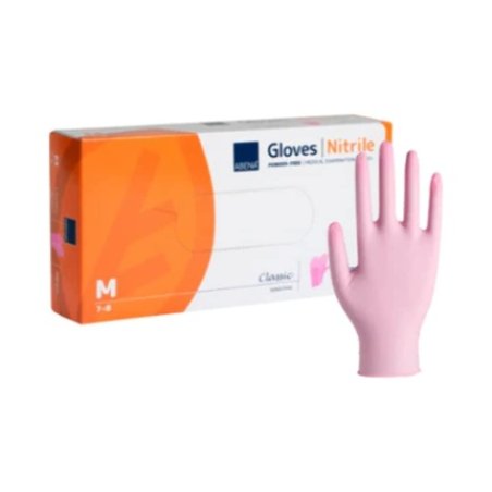 Abena Pink Nitrile Gloves Size Medium - Multipurpose Latex Free Gloves