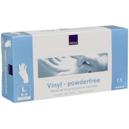 Abena Gloves Vinyl Gr. L Transparent, 100 Pieces