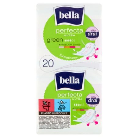 Bella Perfecta Ultra Green Silky Drai Sanitary Pads 20 Pieces