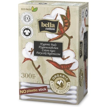 Bella Cotton BIO Cotton Buds with Paper Shaft in Folding Box 300 Pieces