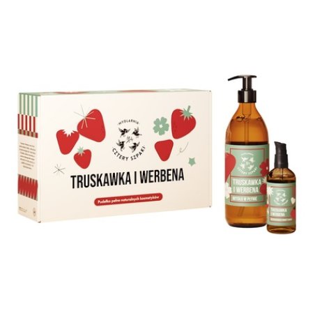 Mydlarnia Cztery Szpaki Strawberry And Verbena Massage Oil Set - 100ml Oil 500ml Liquid Soap