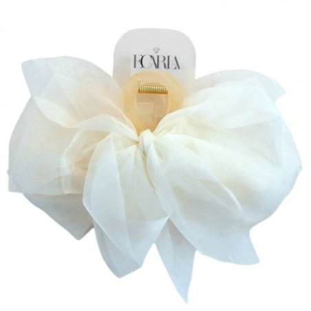 Ecarla Tulle Hair Clip Bow White Sp303b