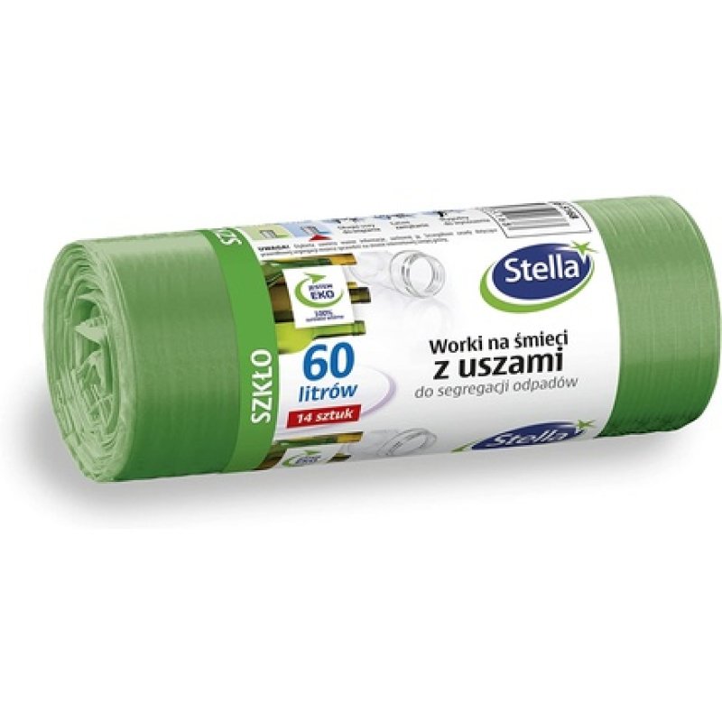Stella 035168 Garbage Bags with Handles for Glass Recycling 60L - Pack of 14