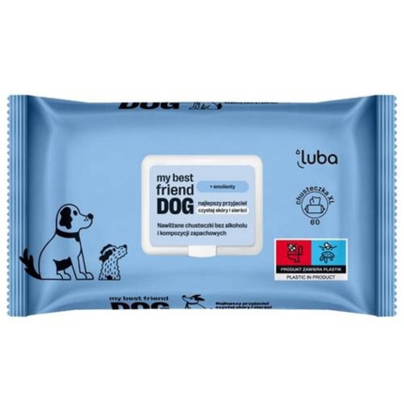 Lubadog Moisturizing Wipes For Cleaning And Protecting Skin And Fur - 60 Pieces