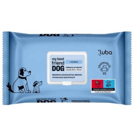 Lubadog Moisturizing Wipes For Cleaning And Protecting Skin And Fur - 60 Pieces