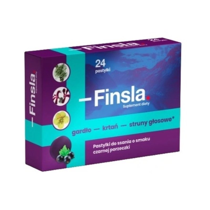 Finsla Blackcurrant Flavored Lozenges - 24 Tablets