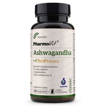 Pharmovit Ashwagandha Bioperine Dietary Supplement 180 Capsules